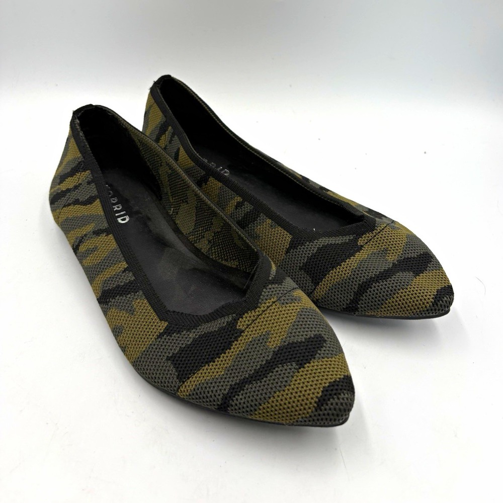 Torrid Green Black Camouflage Knit Slip-On Ballet Flats Pointed Toe Women's 6W